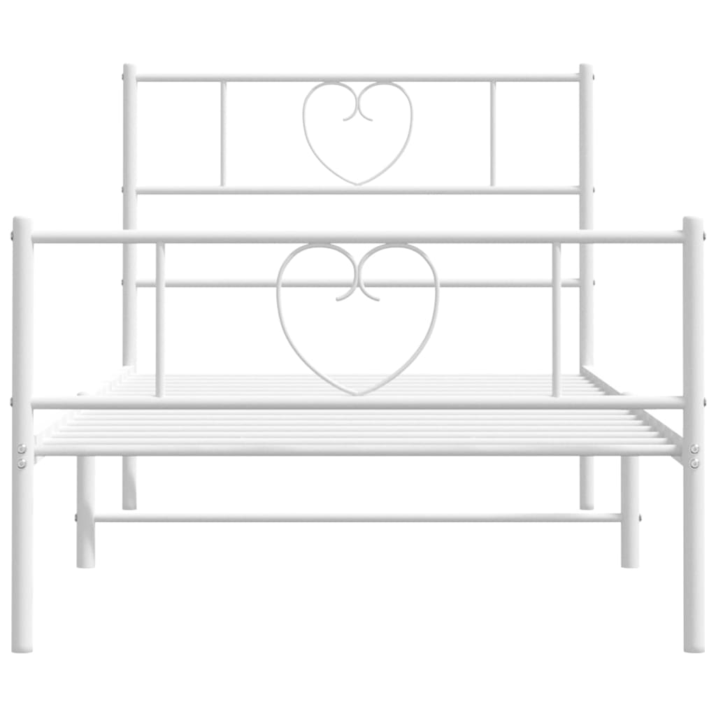 Metal Bed Frame without Mattress with Footboard White 80x200cm