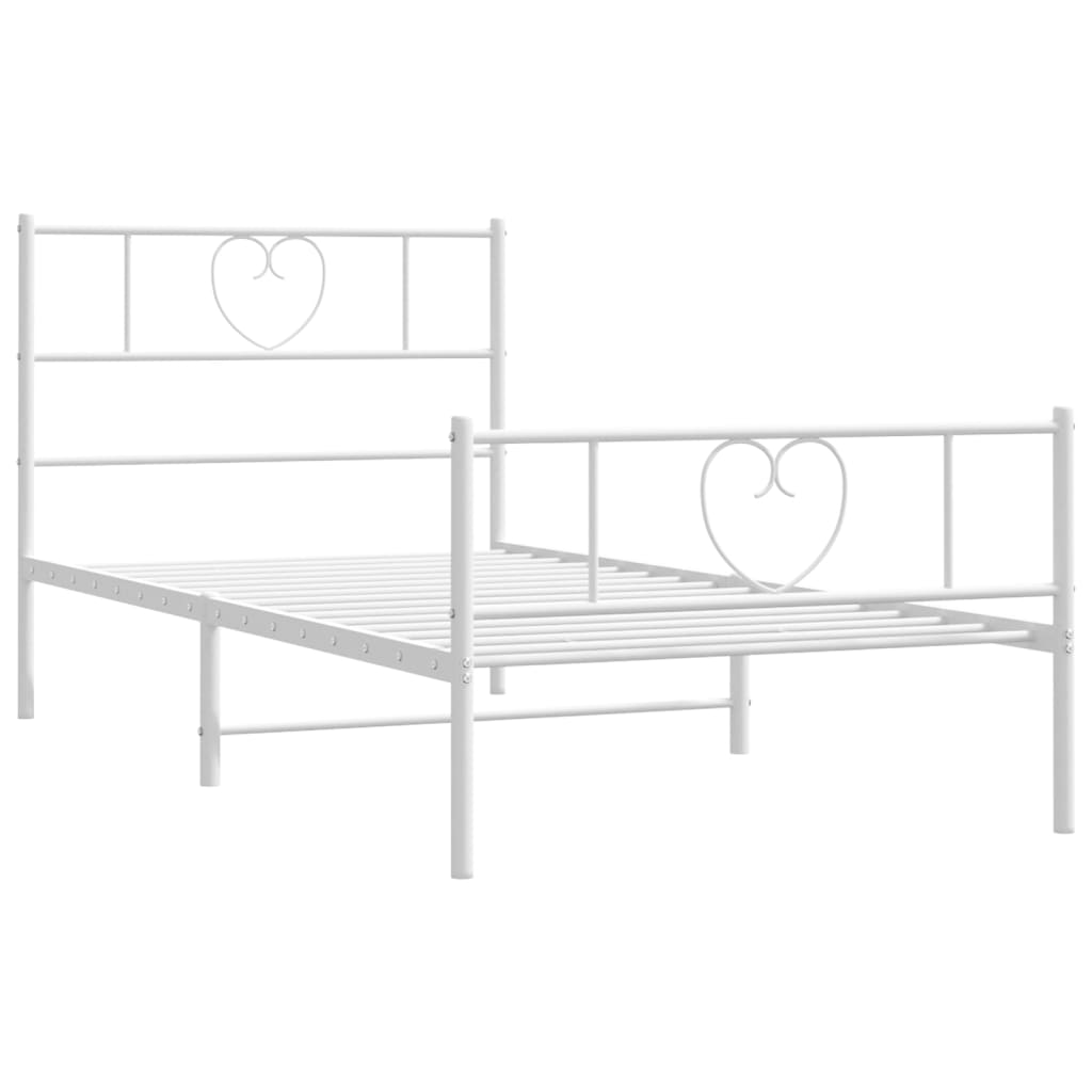 Metal Bed Frame without Mattress with Footboard White 80x200cm