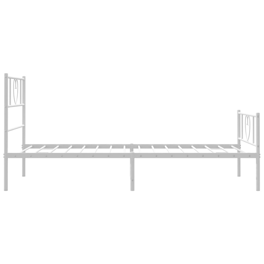 Metal Bed Frame without Mattress with Footboard White 80x200cm