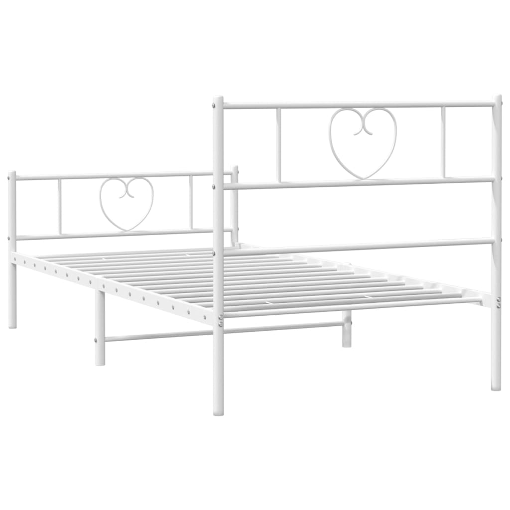 Metal Bed Frame without Mattress with Footboard White 80x200cm