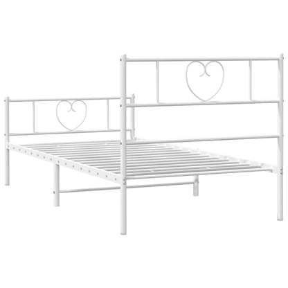 Metal Bed Frame without Mattress with Footboard White 80x200cm