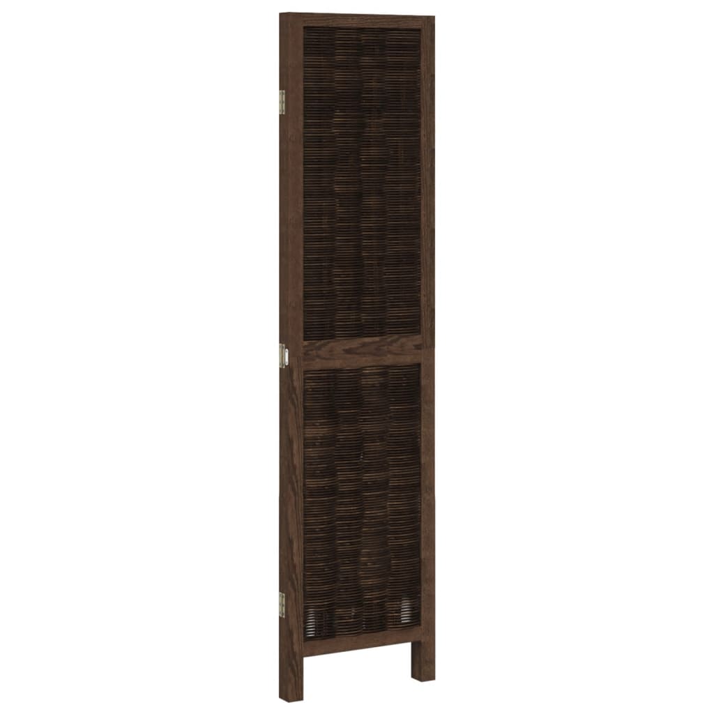 Room Divider 3 Panels Dark Brown Solid Wood Paulownia