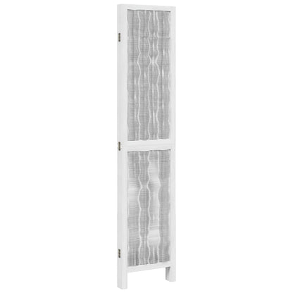 Room Divider 4 Panels White Solid Wood Paulownia