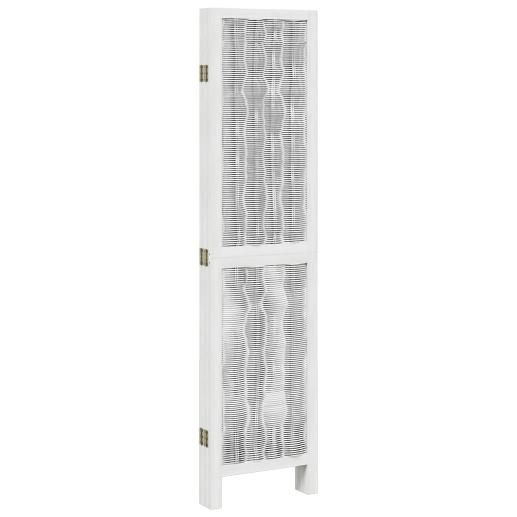 Room Divider 5 Panels White Solid Wood Paulownia