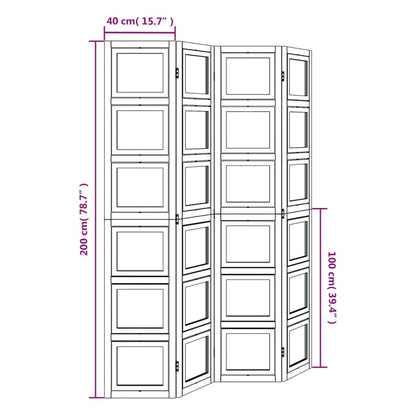 Room Divider 4 Panels White Solid Wood Paulownia