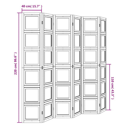 Room Divider 6 Panels White Solid Wood Paulownia