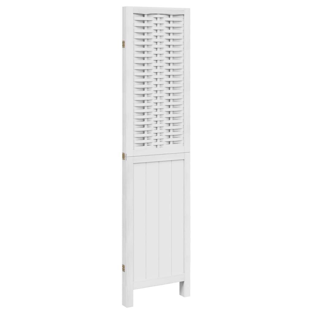 Room Divider 3 Panels White Solid Wood Paulownia