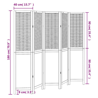 Room Divider 5 Panels White Solid Wood Paulownia