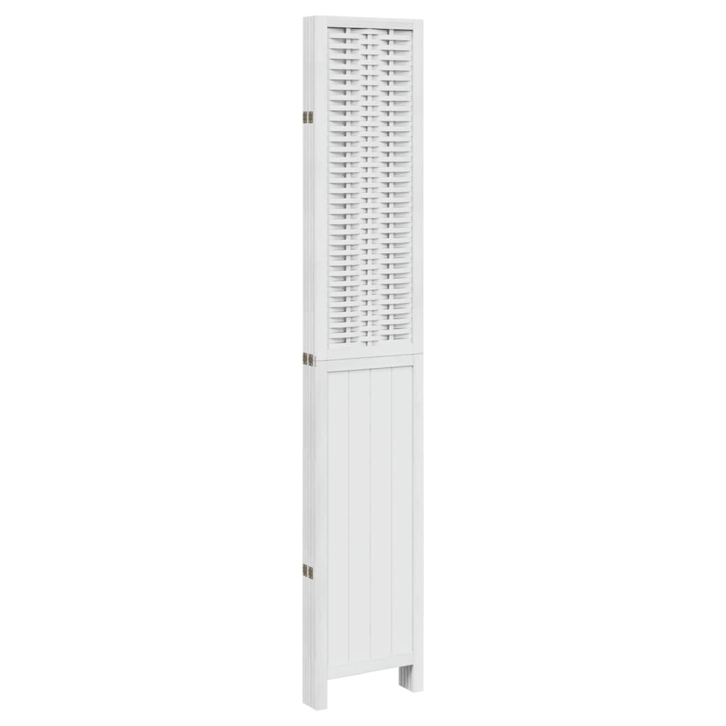 Room Divider 5 Panels White Solid Wood Paulownia