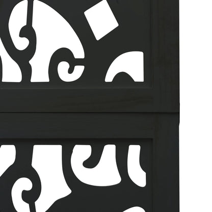 Room Divider 6 Panels Black Solid Wood Paulownia