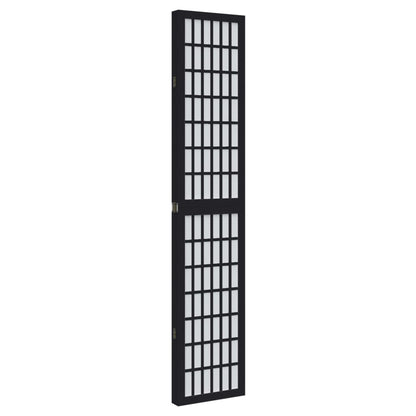 Room Divider 4 Panels Black Solid Wood Paulownia