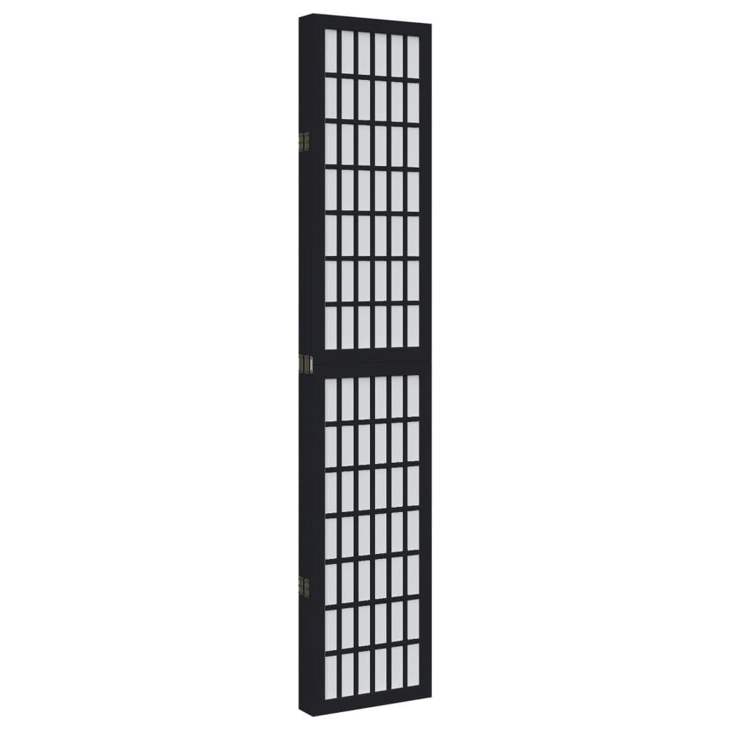 Room Divider 5 Panels Black Solid Wood Paulownia