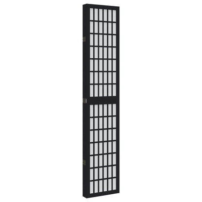 Room Divider 5 Panels Black Solid Wood Paulownia