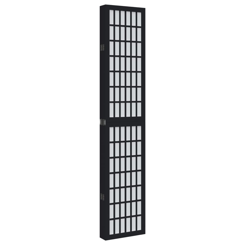 Room Divider 6 Panels Black Solid Wood Paulownia