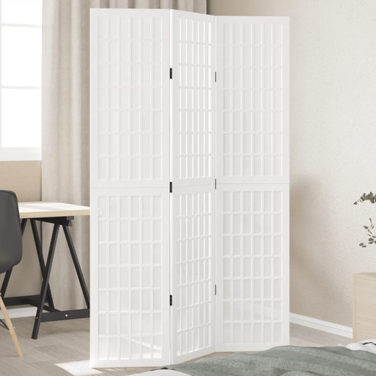 Room Divider 3 Panels White Solid Wood Paulownia