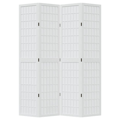 Room Divider 4 Panels White Solid Wood Paulownia