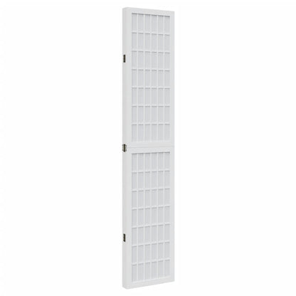 Room Divider 4 Panels White Solid Wood Paulownia