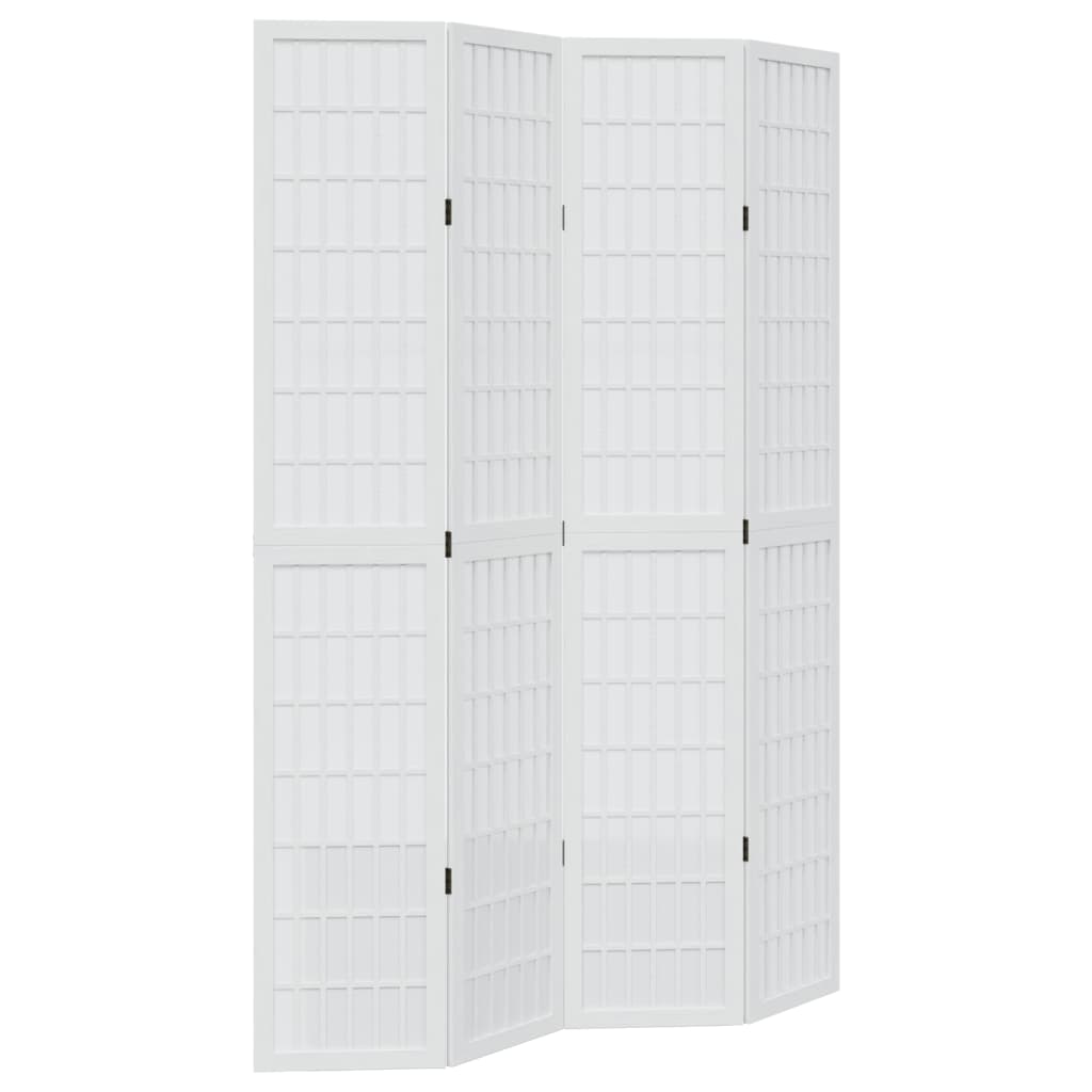 Room Divider 4 Panels White Solid Wood Paulownia