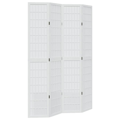 Room Divider 4 Panels White Solid Wood Paulownia