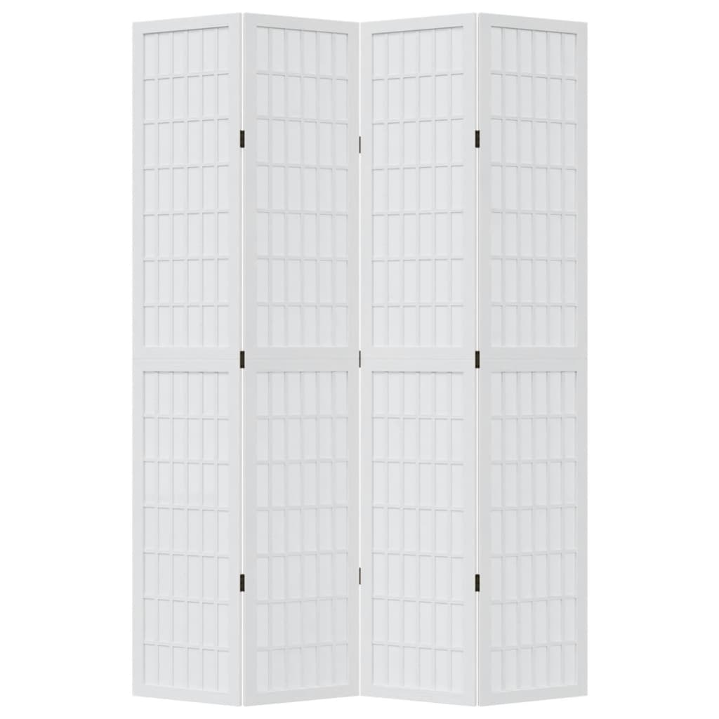 Room Divider 4 Panels White Solid Wood Paulownia