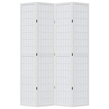 Room Divider 4 Panels White Solid Wood Paulownia