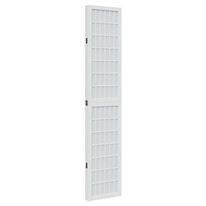 Room Divider 4 Panels White Solid Wood Paulownia