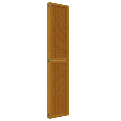 Room Divider 4 Panels Brown Solid Wood Paulownia