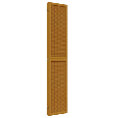 Room Divider 5 Panels Brown Solid Wood Paulownia