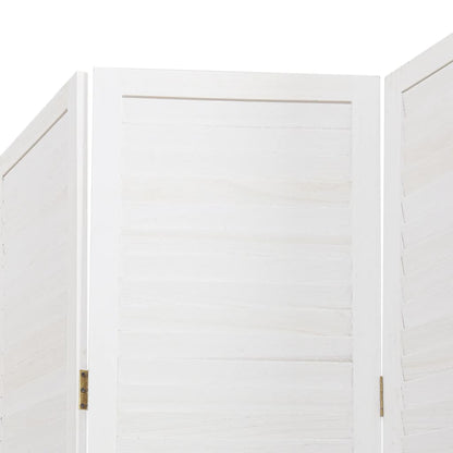 Room Divider 3 Panels White Solid Wood Paulownia