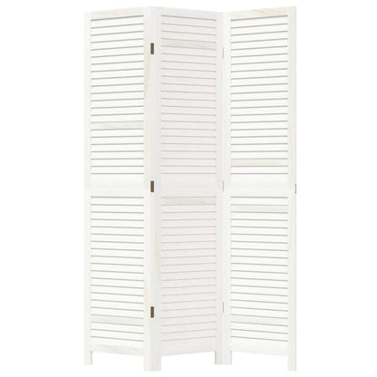 Room Divider 3 Panels White Solid Wood Paulownia