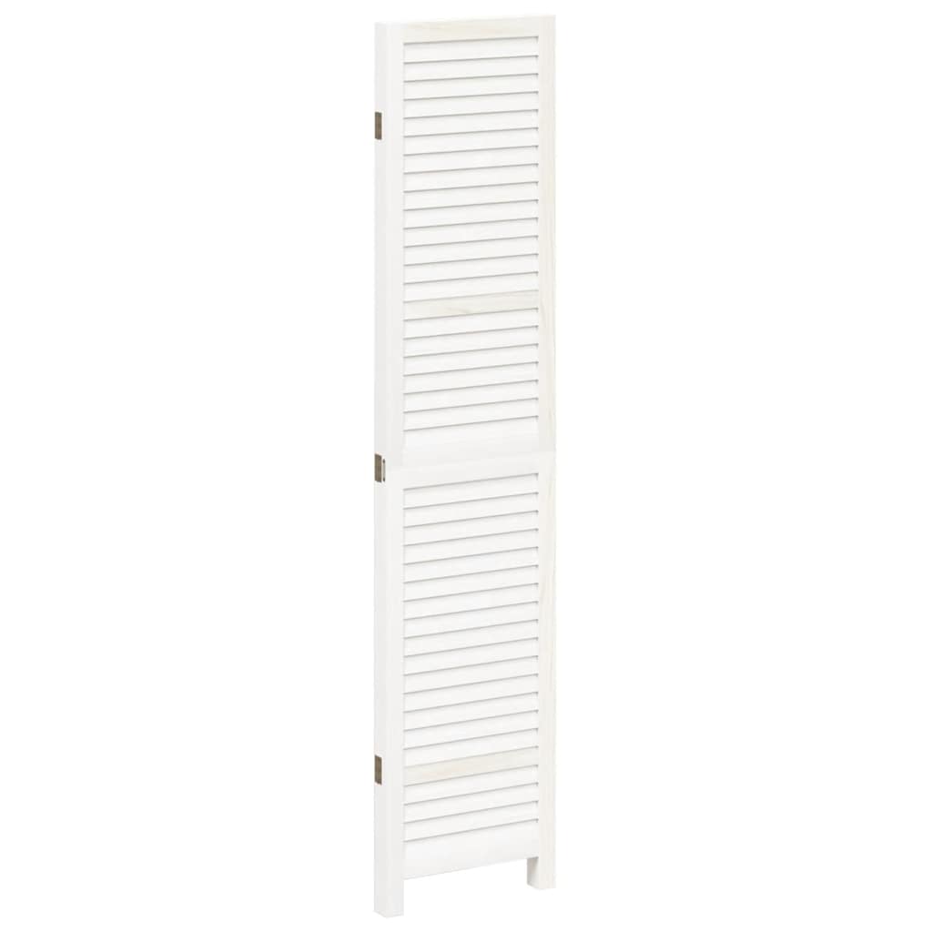 Room Divider 3 Panels White Solid Wood Paulownia