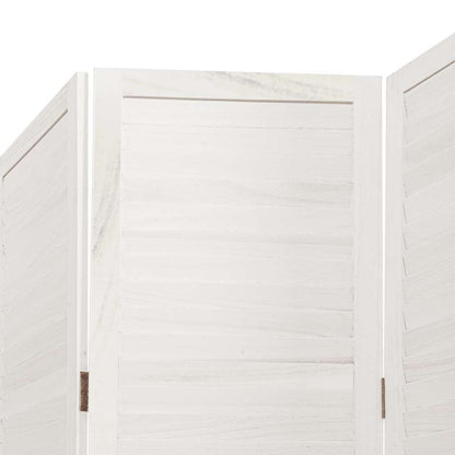 Room Divider 3 Panels White Solid Wood Paulownia