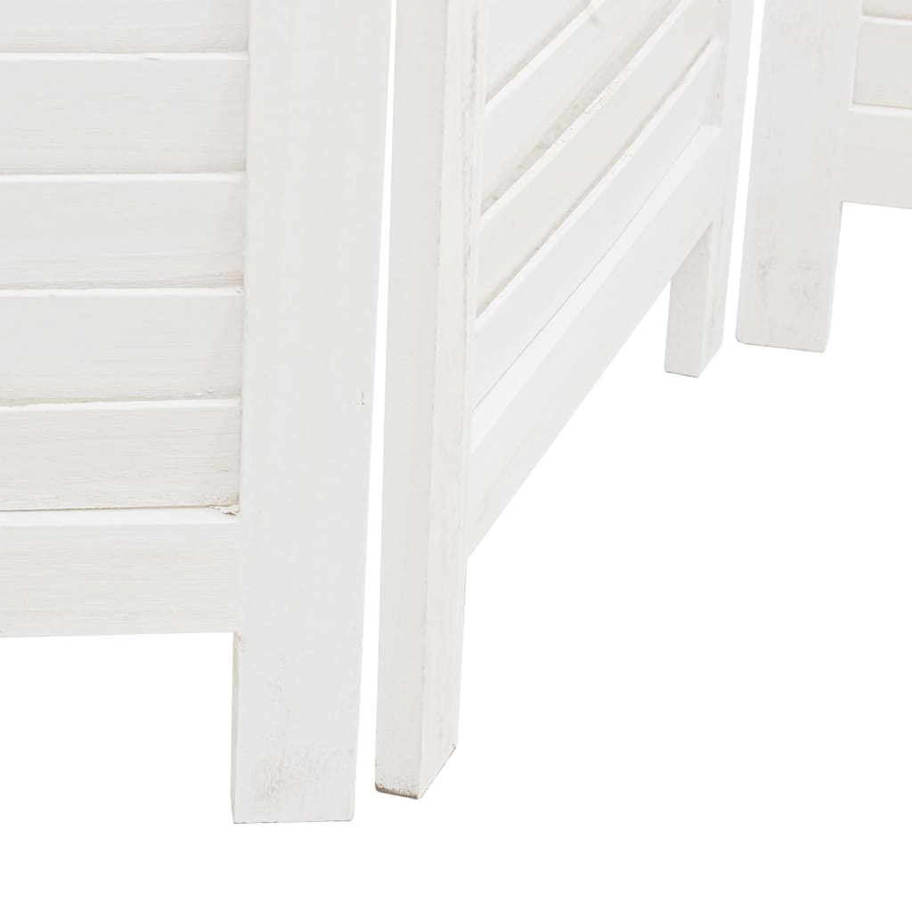 Room Divider 3 Panels White Solid Wood Paulownia