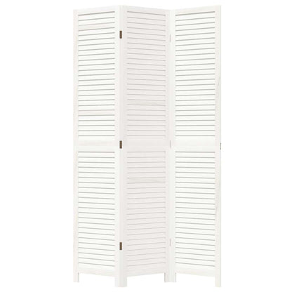 Room Divider 3 Panels White Solid Wood Paulownia