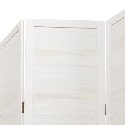 Room Divider 4 Panels White Solid Wood Paulownia