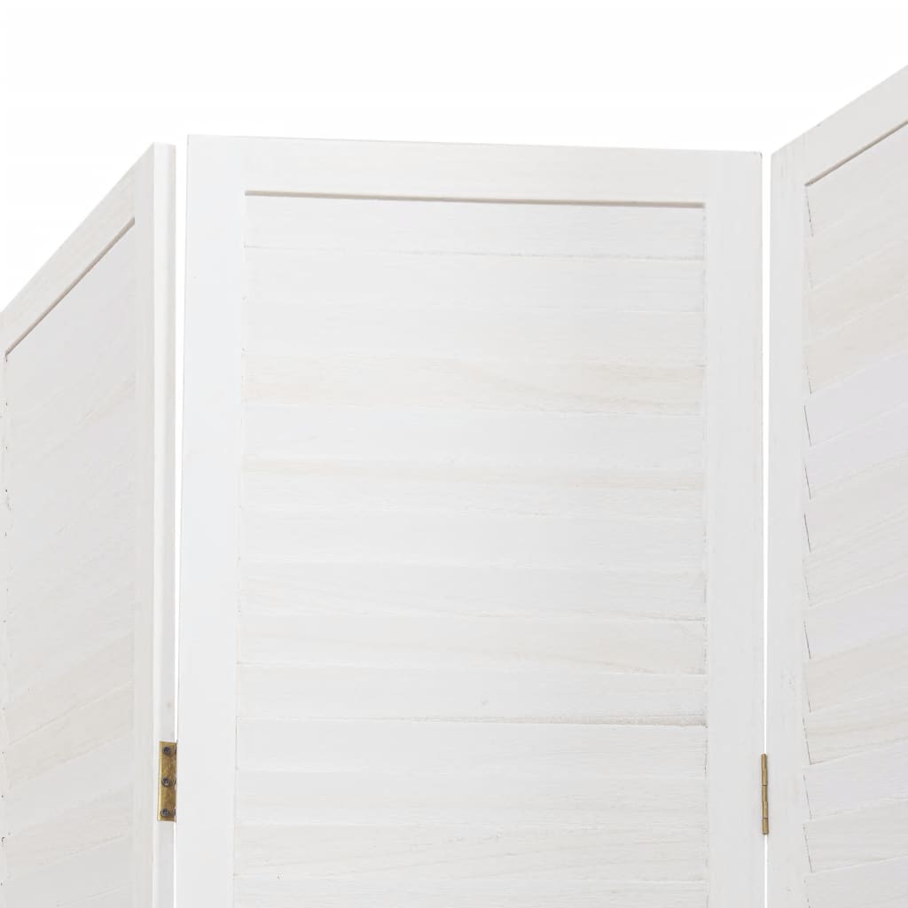 Room Divider 5 Panels White Solid Wood Paulownia