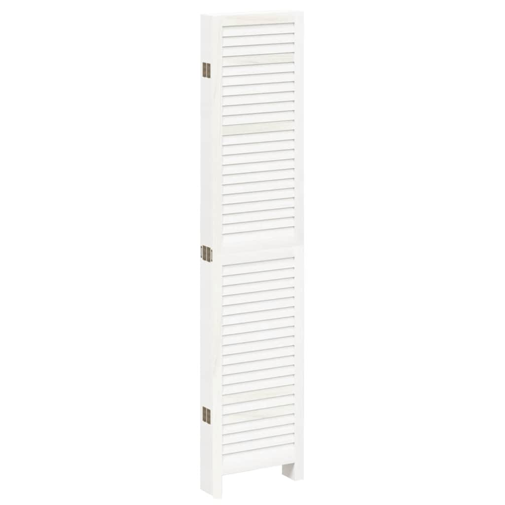 Room Divider 6 Panels White Solid Wood Paulownia