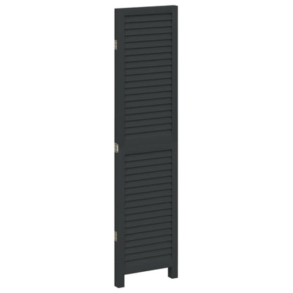 Room Divider 3 Panels Black Solid Wood Paulownia