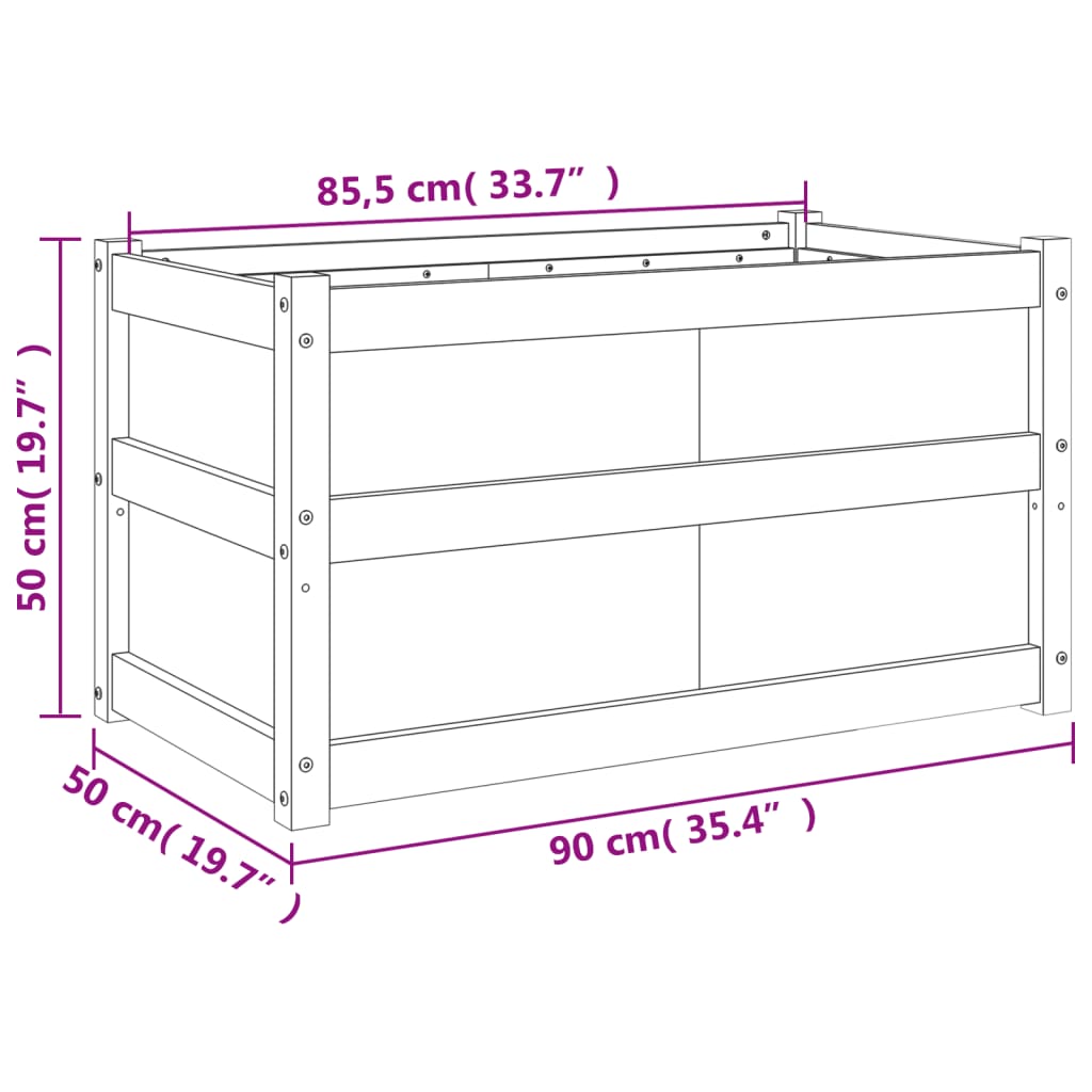 Garden Planter Wax Brown 90x50x50 cm Solid Wood Pine