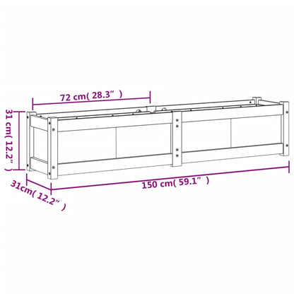 Garden Planter White 150x31x31 cm Solid Wood Pine