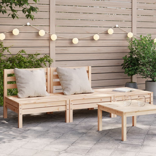 Garden Sofa 3-Seater Solid Wood Pine