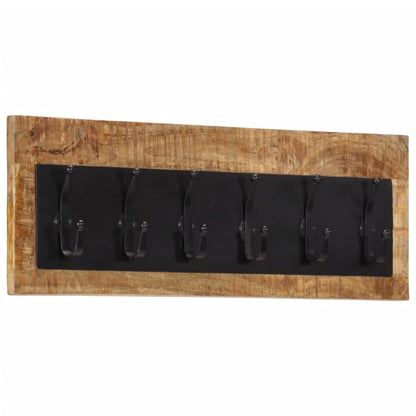 Wall-mounted Coat Rack with 6 Hooks Solid Wood Mango