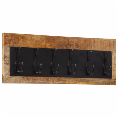 Wall-mounted Coat Rack with 6 Hooks Solid Wood Mango