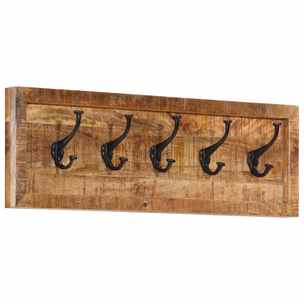 Wall-mounted Coat Rack with 5 Hooks Solid Wood Mango