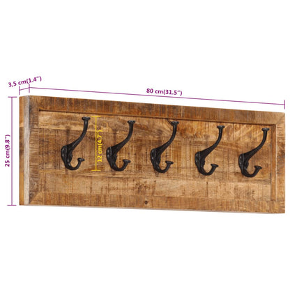 Wall-mounted Coat Rack with 5 Hooks Solid Wood Mango