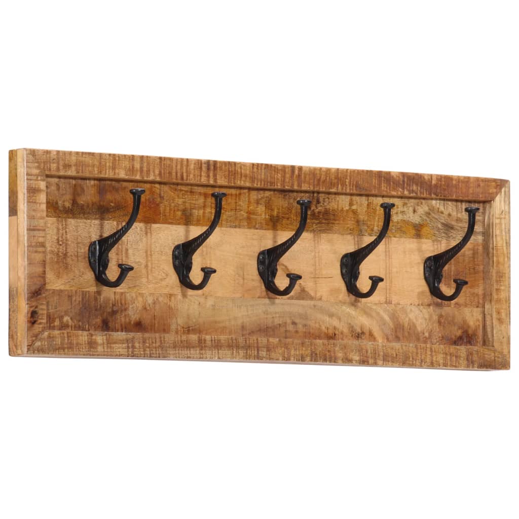 Wall-mounted Coat Rack with 5 Hooks Solid Wood Mango