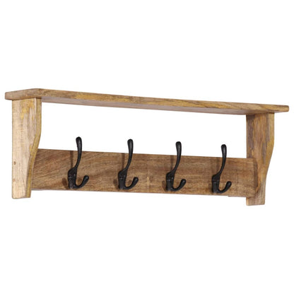 Wall-mounted Coat Rack with 4 Hooks Solid Wood Mango