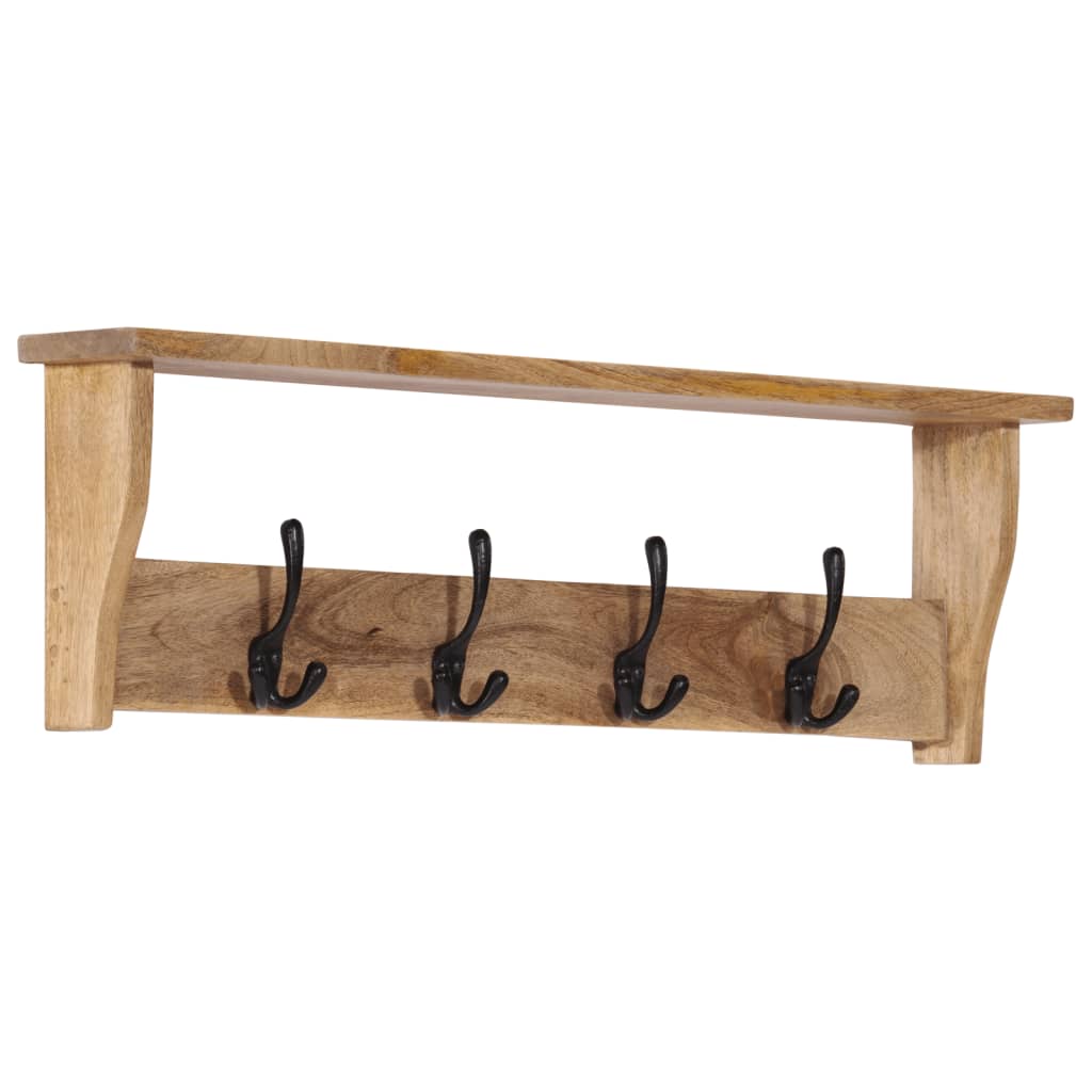 Wall-mounted Coat Rack with 4 Hooks Solid Wood Mango