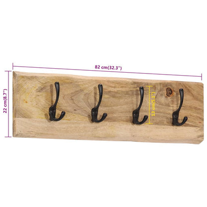 Wall-mounted Coat Rack with 4 Hooks Solid Wood Mango