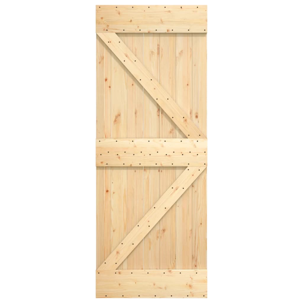 Sliding Door with Hardware Set 85x210 cm Solid Wood Pine